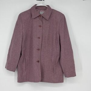 Vintage Pendleton Womens Blazer Jacket Pink Herringbone Wool Blend Size 16
